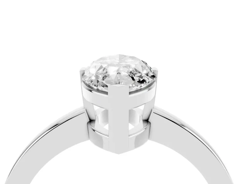 Marquise Cut Diamond Solitaire Ring Set in White gold with Prong Head and Smooth Polished Band