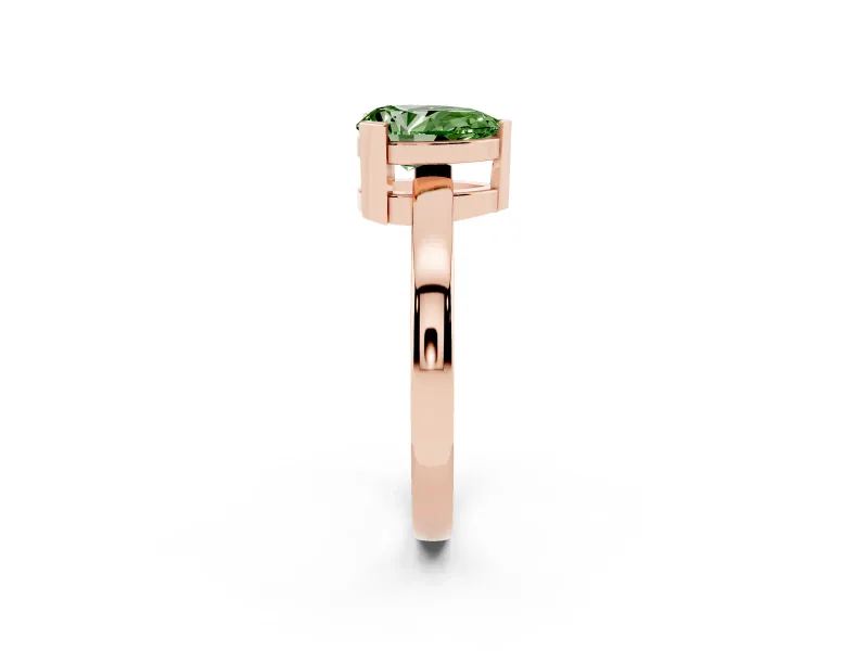 Pear-Shaped Solitaire Engagement Ring Setting for a Fancy Green Lab-Grown Diamond | Flat Tab Prongs | Rose Gold