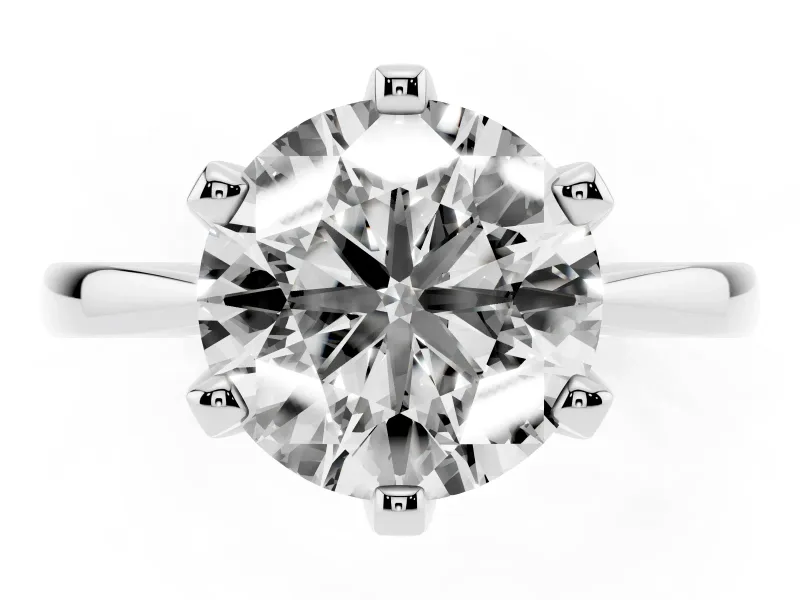 Round Tapered Solitaire Engagement Ring Setting | Claw Prong Head | Sterling Silver