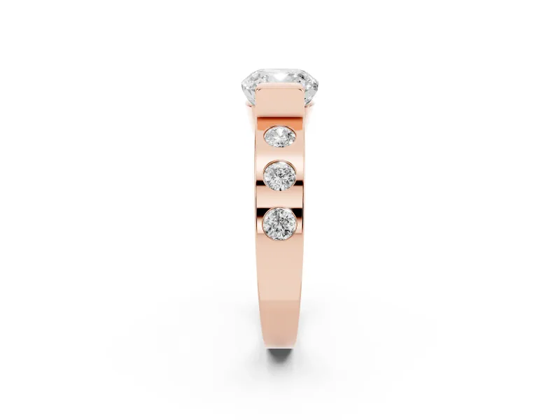 Cushion Cut Tension Style Engagement Ring Setting | Flush Set Accents | Rose Gold