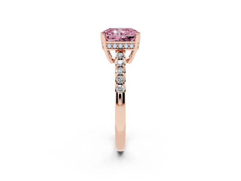 Radiant Cut Engagement Ring Setting for a Fancy Pink Lab-Grown Diamond | Rose Gold - Design NV-24649