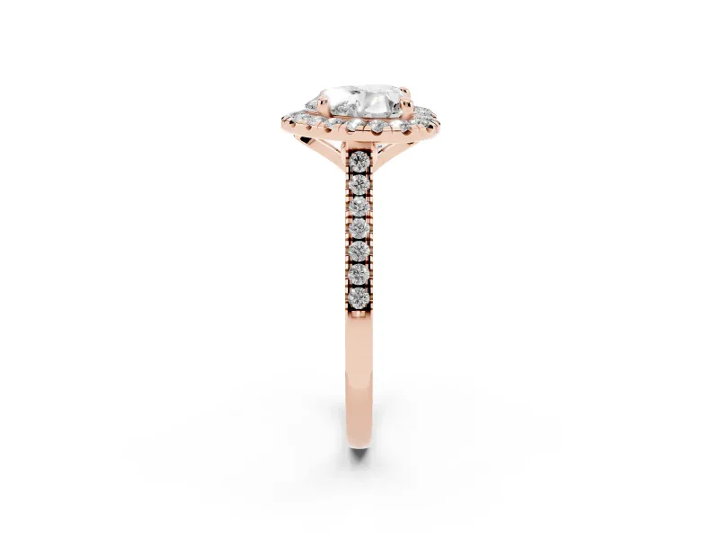 Heart-Shaped Halo Engagement Ring Setting | Tapered Band | Rose Gold