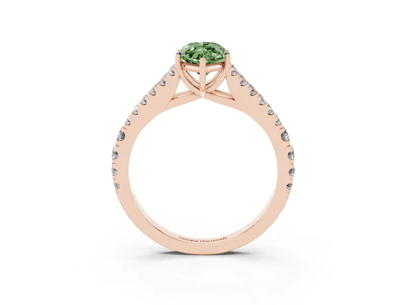 Marquise Graduated Split Shank Engagement Ring Setting for a Fancy Green Lab-Grown Diamond | Rose Gold