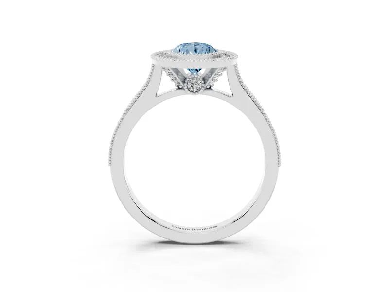 Pear-Shaped Halo Engagement Ring Setting for a Fancy Blue Lab-Grown Diamond | Sterling Silver - Design NV-24721