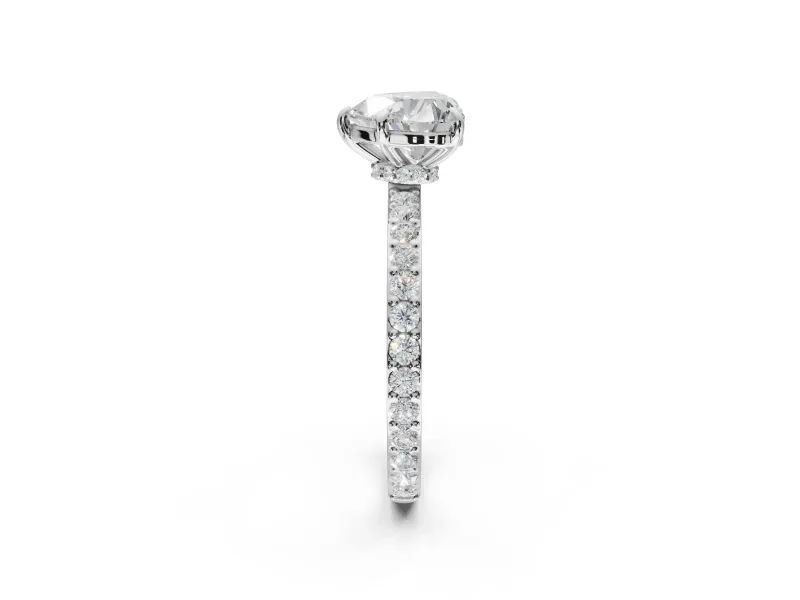 Heart-Shaped Hidden Halo Engagement Ring Setting | White Gold