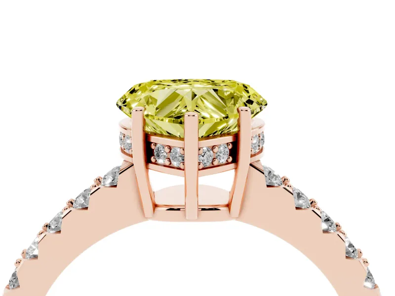 Heart-Shaped Engagement Ring Setting for a Fancy Yellow Lab-Grown Diamond | Rose Gold - Design NV-24649