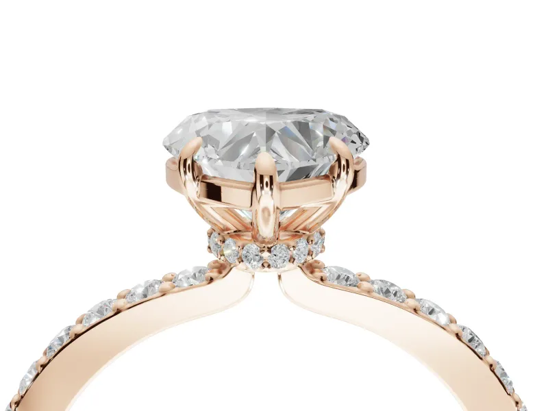 Heart-Shaped Hidden Halo Engagement Ring Setting | Rose Gold