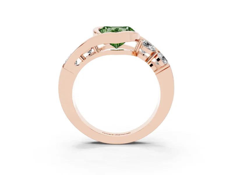 Heart-Shaped Bezel Bypass Engagement Ring Setting for a Fancy Green Lab-Grown Diamond | Rose Gold