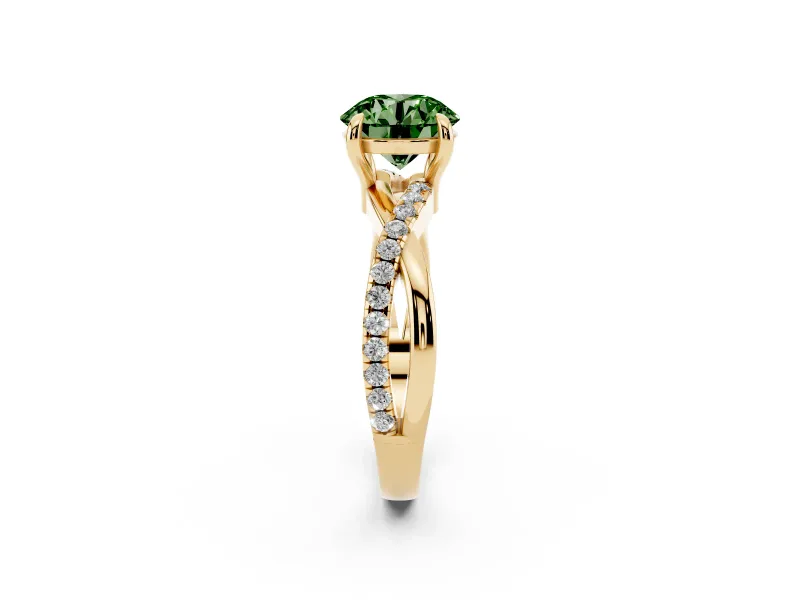 Round Twist Engagement Ring Setting for a Fancy Green Lab-Grown Diamond | Yellow Gold