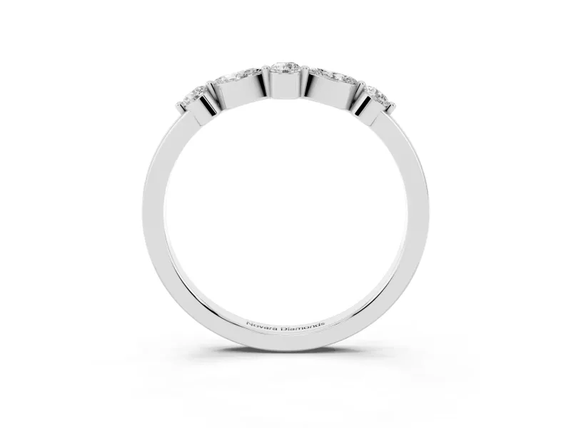 Round and Marquise Diamond Half Eternity Band Set in Silver with Alternating Prong Setting