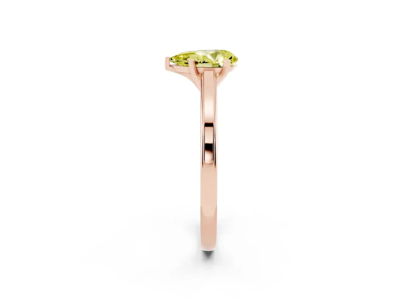 Pear-Shaped Solitaire Engagement Ring Setting for a Fancy Yellow Lab-Grown Diamond | Stepped Flat Band | Rose Gold