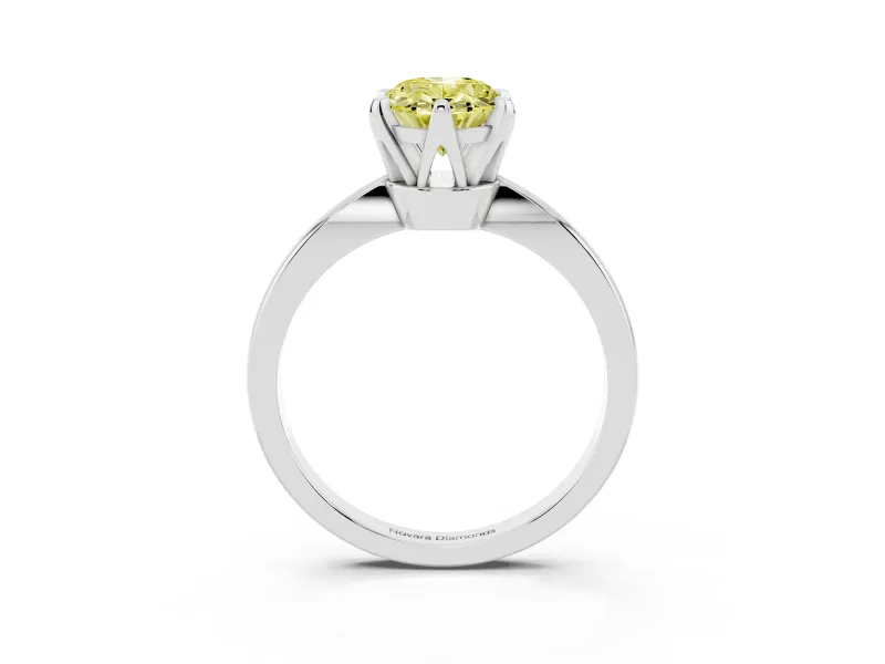 Oval Tapered Solitaire Engagement Ring Setting for a Fancy Yellow Lab-Grown Diamond | Claw Prong Head | Platinum