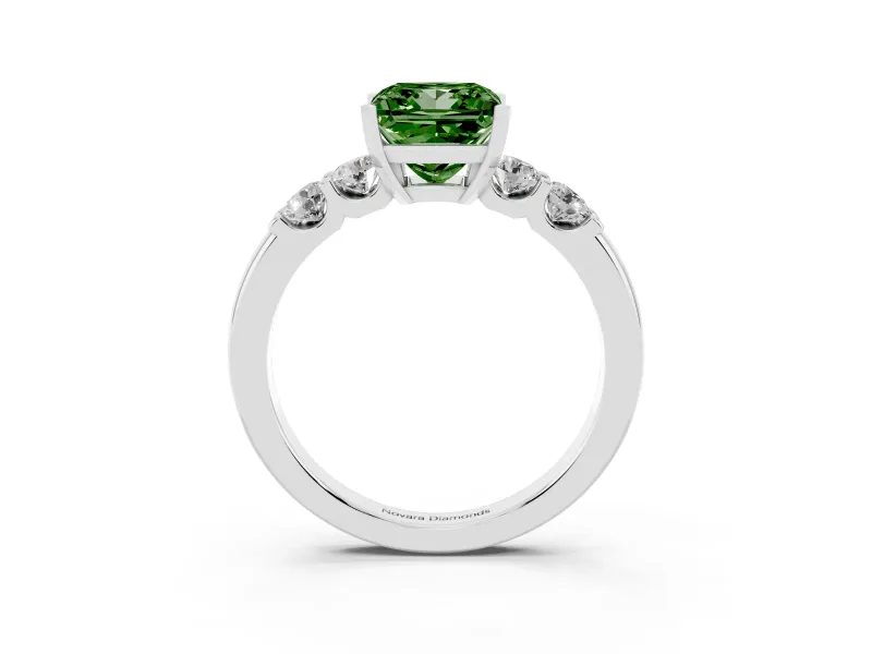 Princess Cut Five Stone Engagement Ring Setting for a Fancy Green Lab-Grown Diamond | Platinum