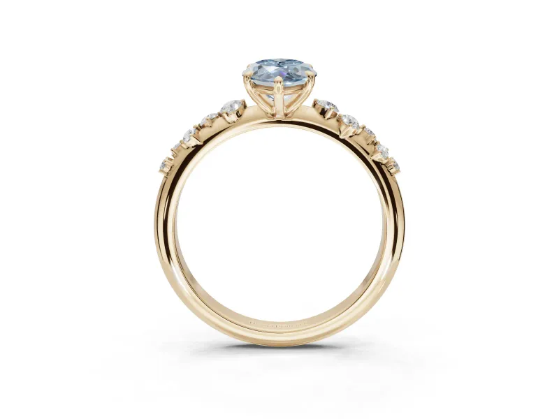 Marquise Graduated Solitaire Engagement Ring Setting for a Fancy Blue Lab-Grown Diamond | Yellow Gold