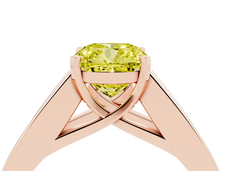 Cushion Cut Channel-Set Engagement Ring Setting for a Fancy Yellow Lab-Grown Diamond | Rose Gold