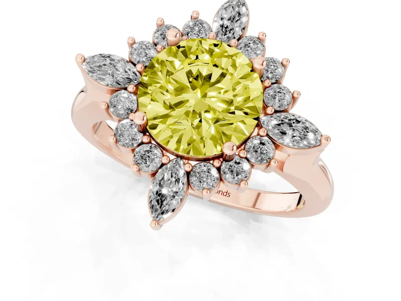 Round Engagement Ring Setting for a Fancy Yellow Lab-Grown Diamond | Rose Gold - Design NV-24790