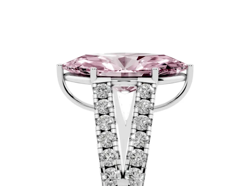 Marquise Graduated Split Shank Engagement Ring Setting for a Fancy Pink Lab-Grown Diamond | Sterling Silver