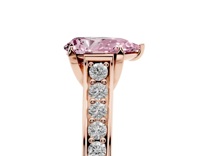 Pear-Shaped Graduated Pavé Engagement Ring Setting for a Fancy Pink Lab-Grown Diamond | Rose Gold