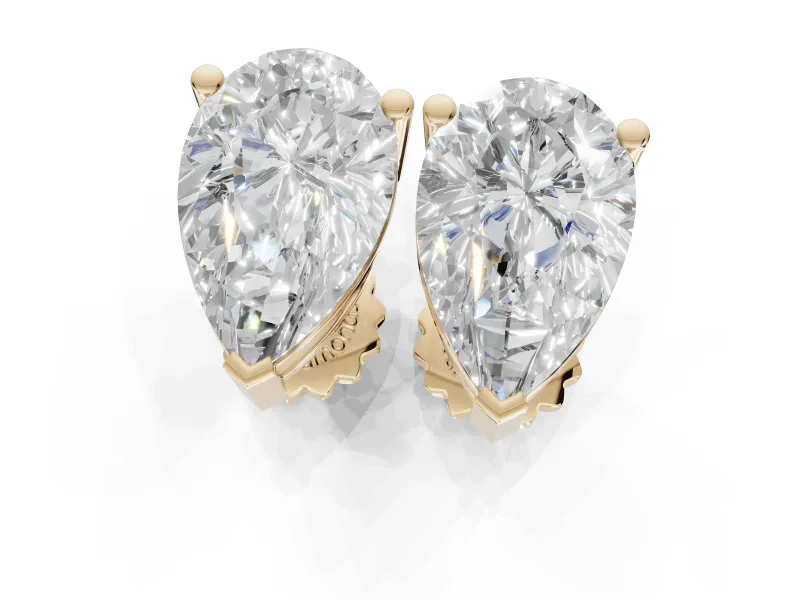 Oval Lab-Grown Diamond Solitaire Basket Stud Earrings | Open Gallery | Yellow Gold