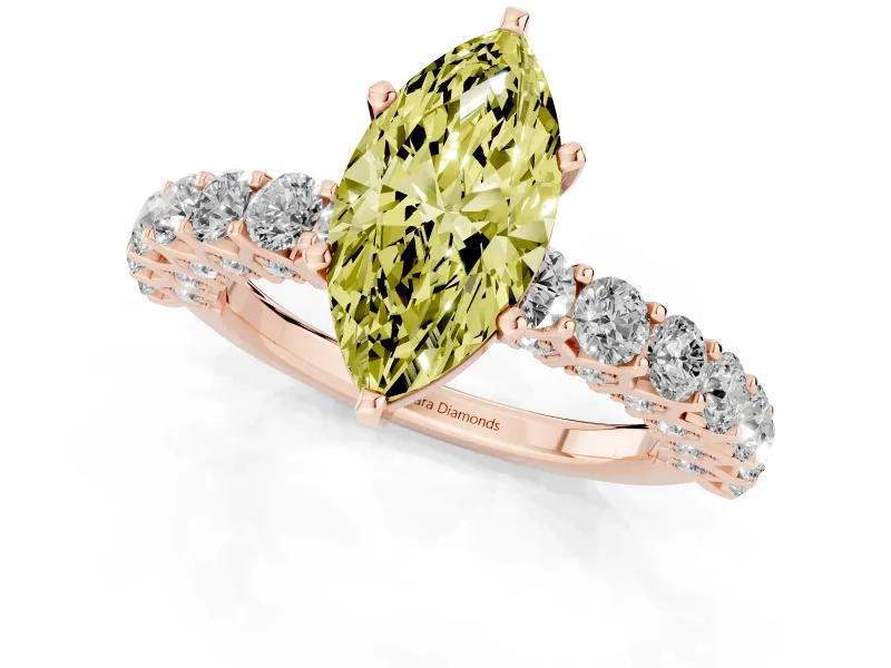 Marquise Shared Prong Engagement Ring Setting for a Fancy Yellow Lab-Grown Diamond | Rose Gold