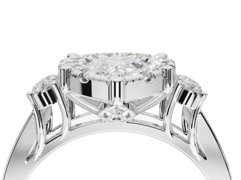 Pear-Shaped Halo Side Cluster Engagement Ring Setting | Graduated Channel Band | Platinum