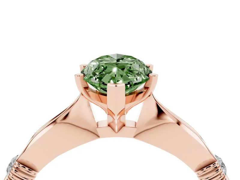 Marquise Floral Solitaire Engagement Ring Setting for a Fancy Green Lab-Grown Diamond | Rose Gold