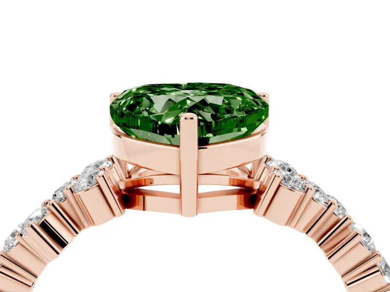 Heart-Shaped Accented Engagement Ring Setting for a Fancy Green Lab-Grown Diamond | Rose Gold