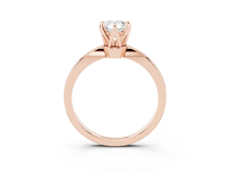 Pear-Shaped Tapered Solitaire Engagement Ring Setting | Claw Prong Head | Rose Gold