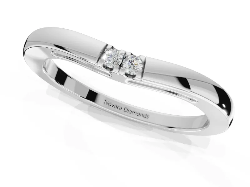 Round Lab-Grown Diamond Toi et Moi Curved Wedding Band | Side Slot Cut-Outs | White Gold