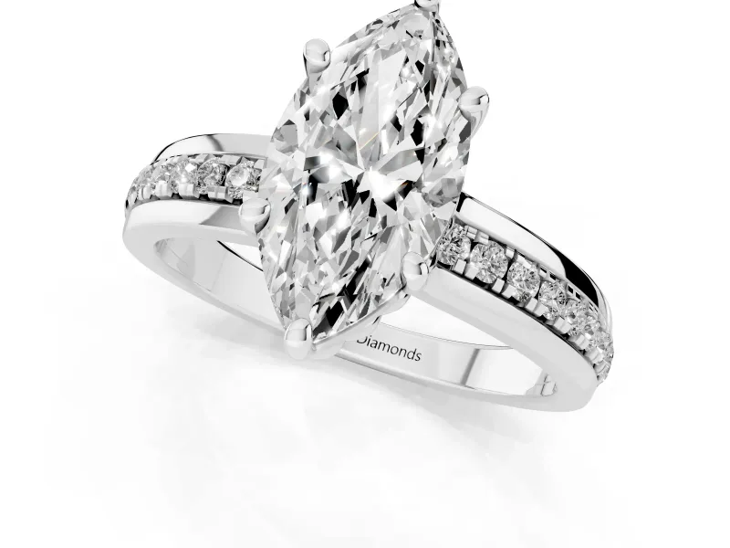 Marquise Channel Set Solitaire Engagement Ring Setting | Rope Collar Head | Platinum