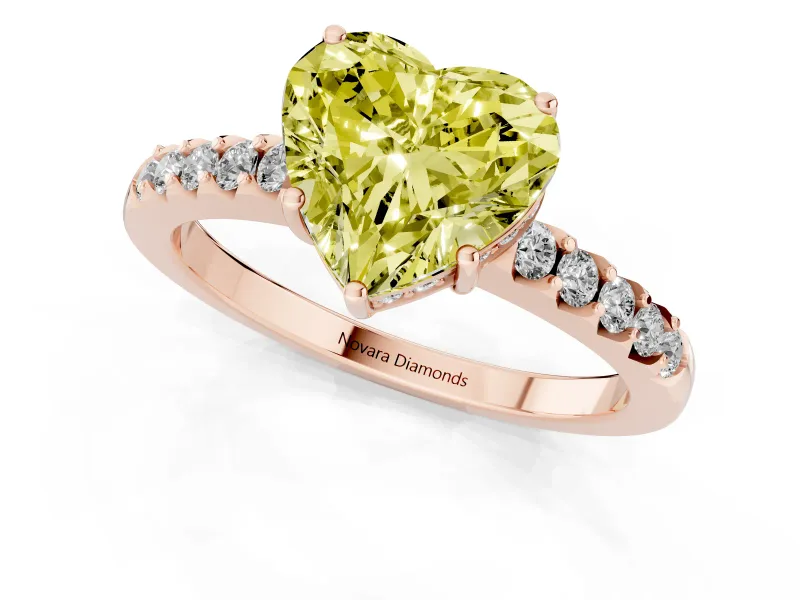 Heart-Shaped Engagement Ring Setting for a Fancy Yellow Lab-Grown Diamond | Rose Gold - Design NV-24649