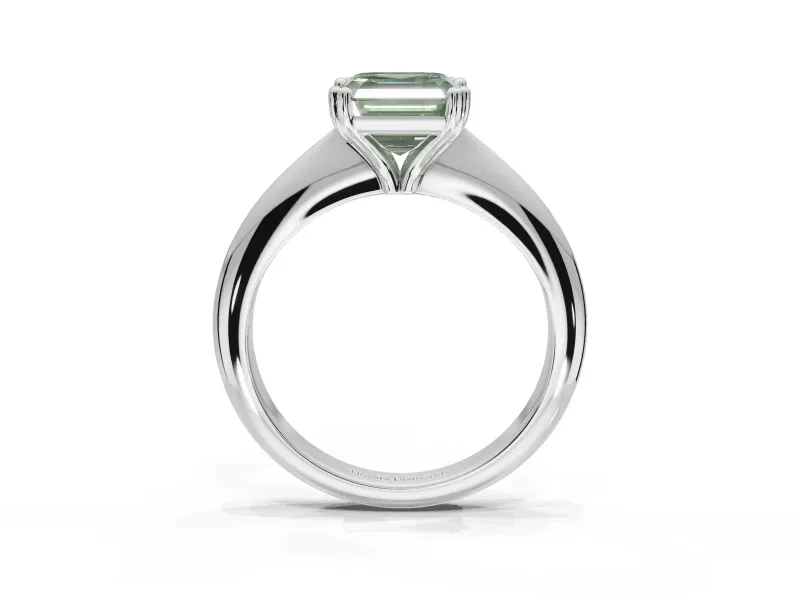 Princess Cut Tapered Solitaire Engagement Ring Setting for a Fancy Green Lab-Grown Diamond | Platinum