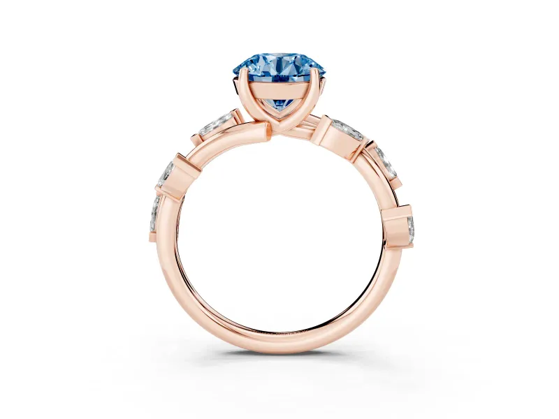 Round Twisted Vine Engagement Ring Setting for a Fancy Blue Lab-Grown Diamond | Rose Gold