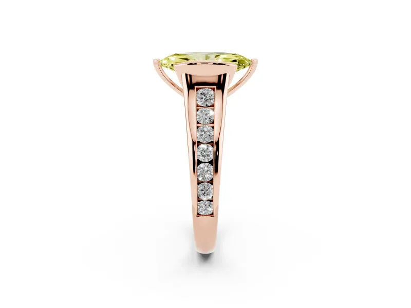 Marquise Half Bezel Engagement Ring Setting for a Fancy Yellow Lab-Grown Diamond | Rose Gold