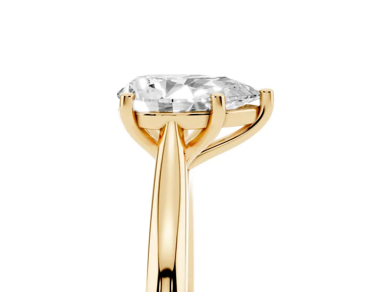 Pear-Shaped Cathedral Solitaire Engagement Ring Setting | Plain Band | Yellow Gold