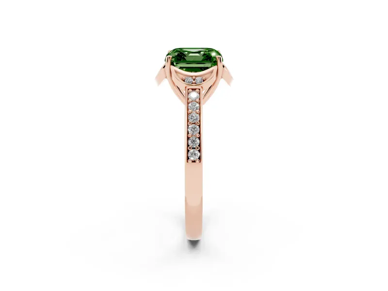 Asscher Cut Floral Pavé Engagement Ring Setting for a Fancy Green Lab-Grown Diamond | Rose Gold