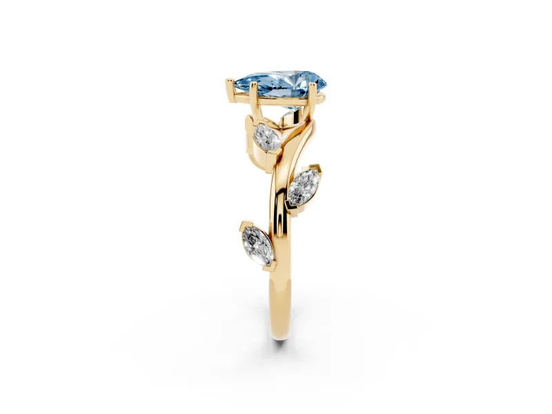 Pear-Shaped Twisted Vine Engagement Ring Setting for a Fancy Blue Lab-Grown Diamond | Yellow Gold
