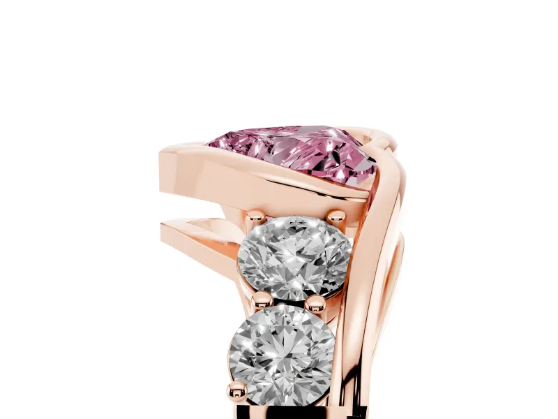 Heart-Shaped Bezel Bypass Engagement Ring Setting for a Fancy Pink Lab-Grown Diamond | Rose Gold