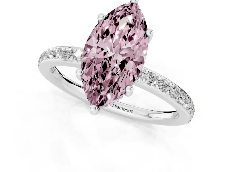 Marquise Hidden Halo Engagement Ring Setting for a Fancy Pink Lab-Grown Diamond | Platinum