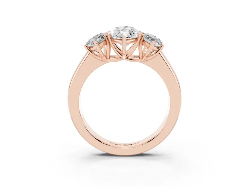 Marquise Three Stone Engagement Ring Setting | Touching Side Stones | Rose Gold