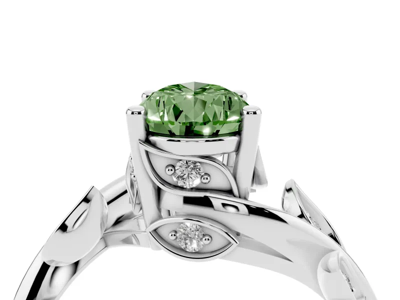 Pear-Shaped Twisted Bypass Engagement Ring Setting for a Fancy Green Lab-Grown Diamond | Platinum