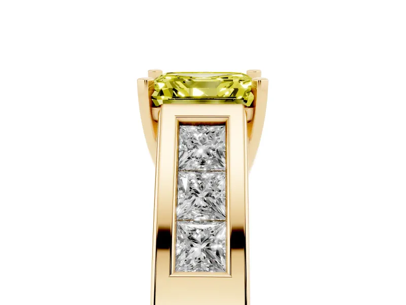 Asscher Cut Channel-Set Engagement Ring Setting for a Fancy Yellow Lab-Grown Diamond | Yellow Gold