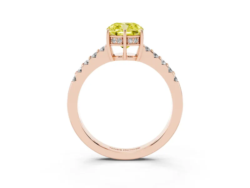 Cushion Cut Engagement Ring Setting for a Fancy Yellow Lab-Grown Diamond | Rose Gold - Design NV-24649