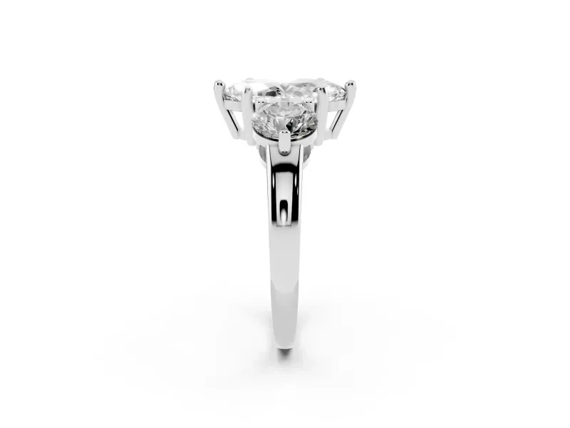 Marquise Cut Diamond Three-Stone Ring Set in Silver with Prong Setting and Classic Band