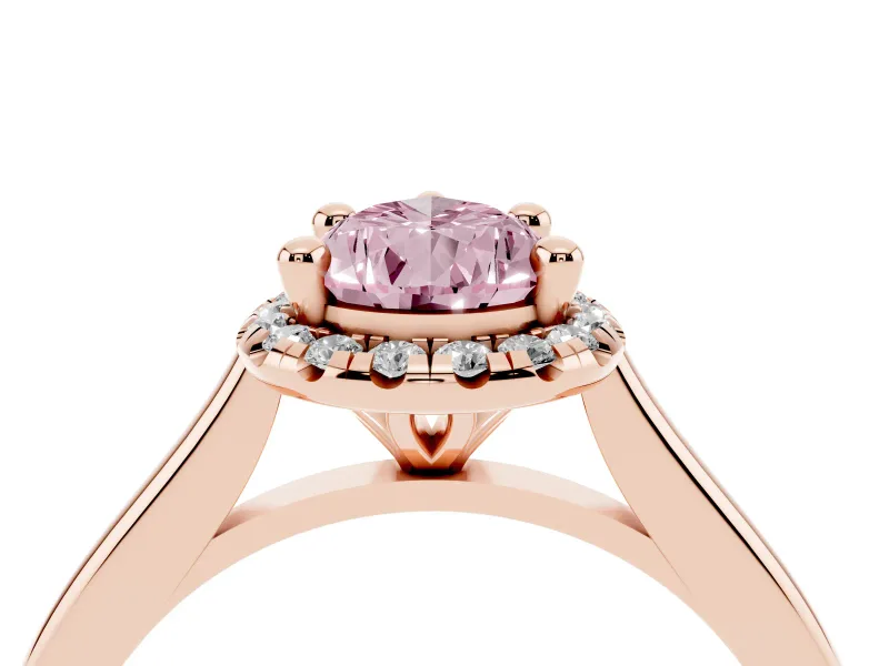 Pear-Shaped Halo Engagement Ring Setting for a Fancy Pink Lab-Grown Diamond | Plain Polished Band | Rose Gold