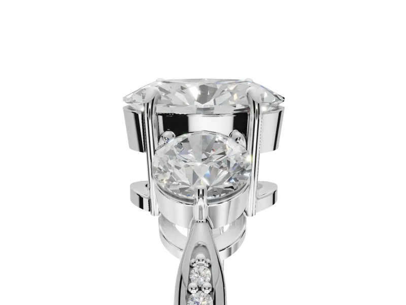 Oval Three Stone Engagement Ring Setting | Tapered Pave Band | Platinum