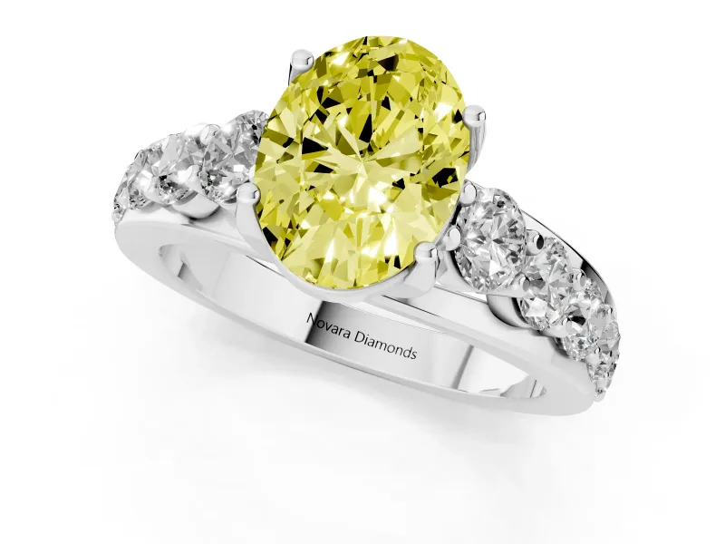 Oval Graduated Engagement Ring Setting for a Fancy Yellow Lab-Grown Diamond | Platinum