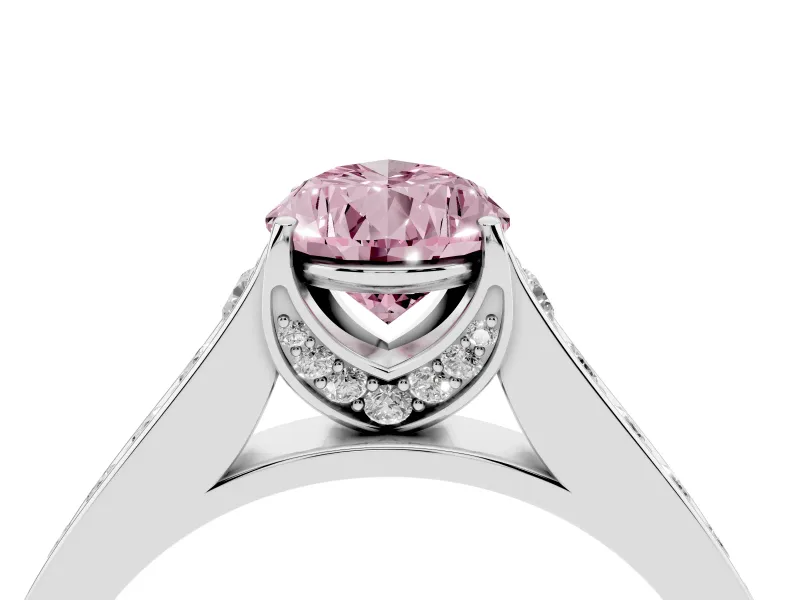 Pear-Shaped Graduated Pavé Engagement Ring Setting for a Fancy Pink Lab-Grown Diamond | White Gold