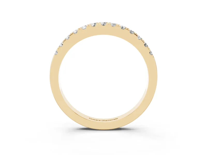 Round Diamond Pavé Eternity Band Set in Yellow gold with Delicate Prongs