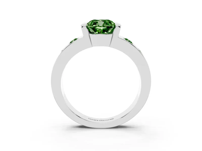 Cushion Cut Tension Style Engagement Ring Setting for a Fancy Green Lab-Grown Diamond | Platinum